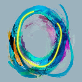 Abstract Canvas with Neon Light Embellishment