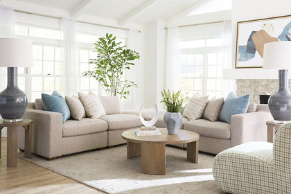 Light Mushroom Boucle Modular Sofa