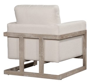 Cerused Oak Frame Armchair in Ivory Performance Fabric