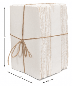 Set of Three White Handmade Books, Tied with String