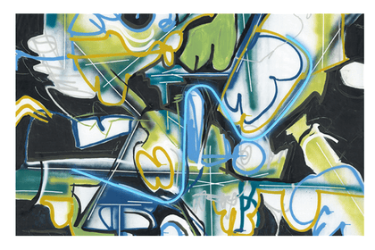 Modern Graffiti Canvas with Neon Light Embellishment