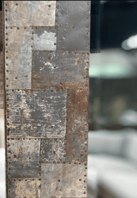 Large Mirror in Metal Covered Wood