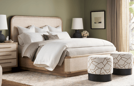 Raffia and Wire Brushed Oak Bed