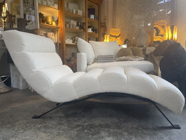Adjustable Chaise in Ivory Performance Sherpa
