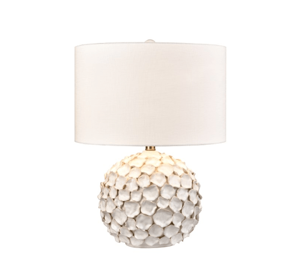 23'' High 1-Light Round Glazed White Discs Table Lamp