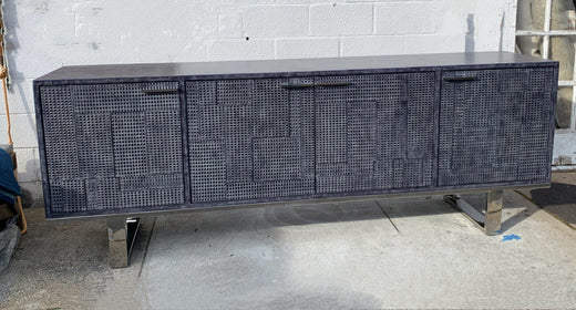 Embossed Navy Blue/Grey Leather Sideboard