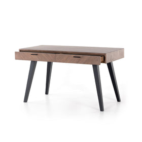 Natural Wood Desk with Black Finished Ash Legs