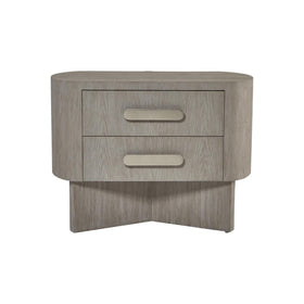 2 Drawer Nightstand, in Grey, on 4 panel X base