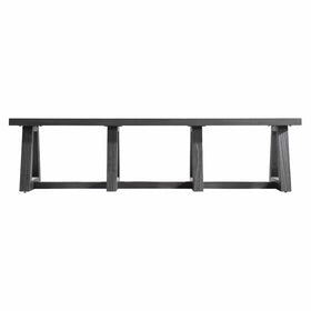 Long Black Wooden Bench on Four A Frame Supports