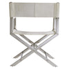 White, hair on hide directors chair with Chrome Frame