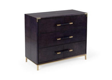 Blue Leather Dresser with Brass Accents