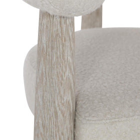 Solid Wood Occasional Chair in Soft Ivory Boucle
