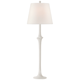 Bates Sculpted Buffet Lamp in Matte White with Linen Shade