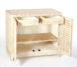 Whitewashed Mango 2-Door Lattice Cabinet