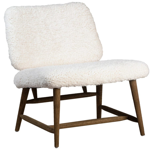 Armless chair in faux sherpa