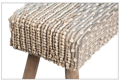 Handwoven Wool Bench on Hardwood Legs