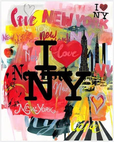 Brightly Colored I Love New York Print on Canvas