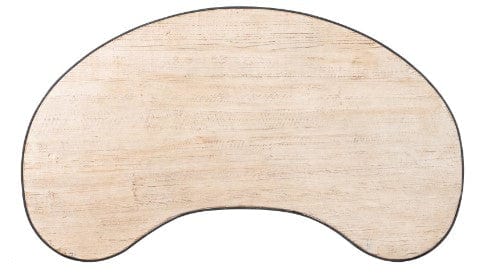 Kidney-Shaped Whitewashed Pine Desk on Iron Base