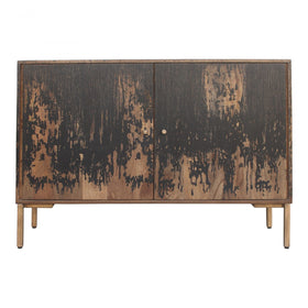 Rustic Look Four  or Two door Sideboard in Black and Brass