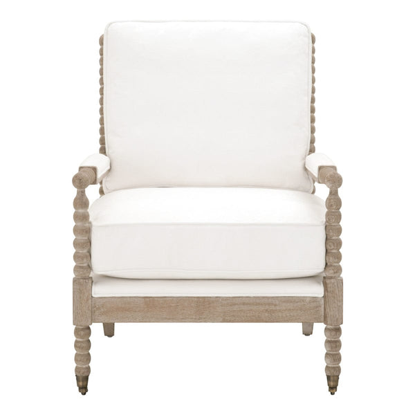 Solid Oak Bobbin Style Chair in Performance Live smart white fabric