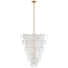 Cascading chandelier with glass in Polished Nickel