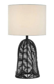 28" Mesh Bell-Shaped Outdoor Table Lamp - Cordless, Rechargeable Bulb