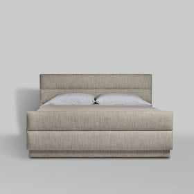 Fully Upholstered Bed, with Horizontal Channels in Performance Fabric