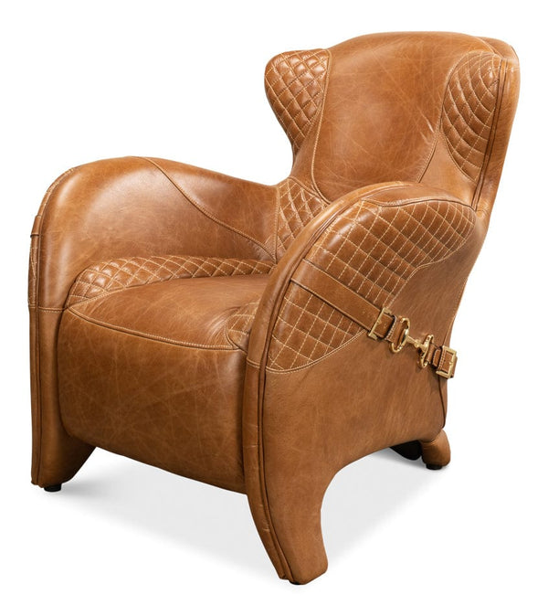 Quilted "Saddle" Armchair in Anoline Leather
