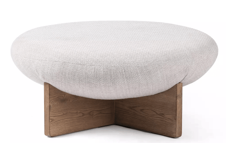 Real Natural White Mongolian Lamb Fur Ottoman/Bench With Acrylic Legs - 20"L X 16"W X 18"H