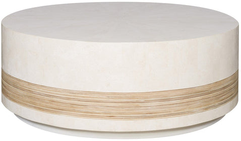 White Agate and Rattan Inlay Coffee Table