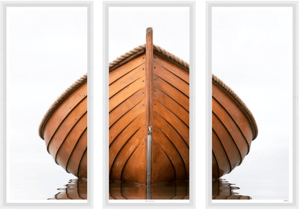 Wooden Rowboat Framed Triptych