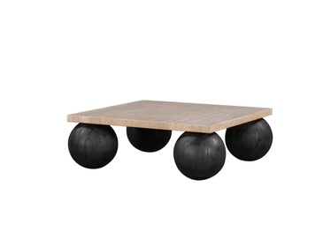 Wooden Coffee Table on Stone