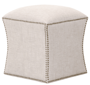 French Linen Ottoman with Nail Detail