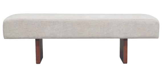 Upholstered Bench with Walnut Plank Base