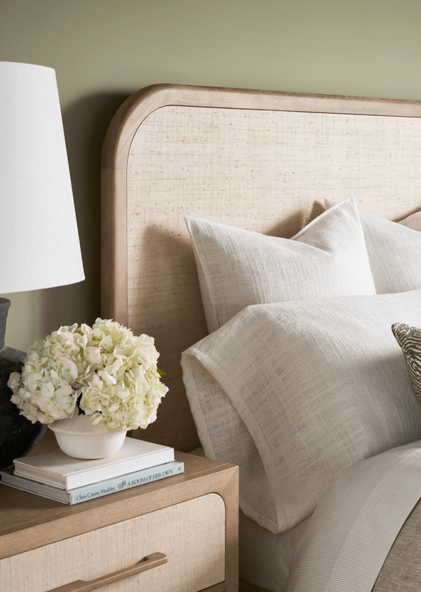 Raffia and Wire Brushed Oak Bed – English Country Home