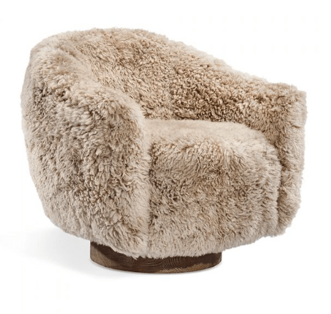 Swivel Chair-Taupe Lambskin