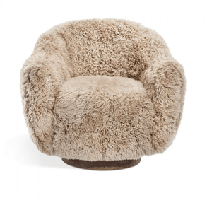 Swivel Chair-Taupe Lambskin