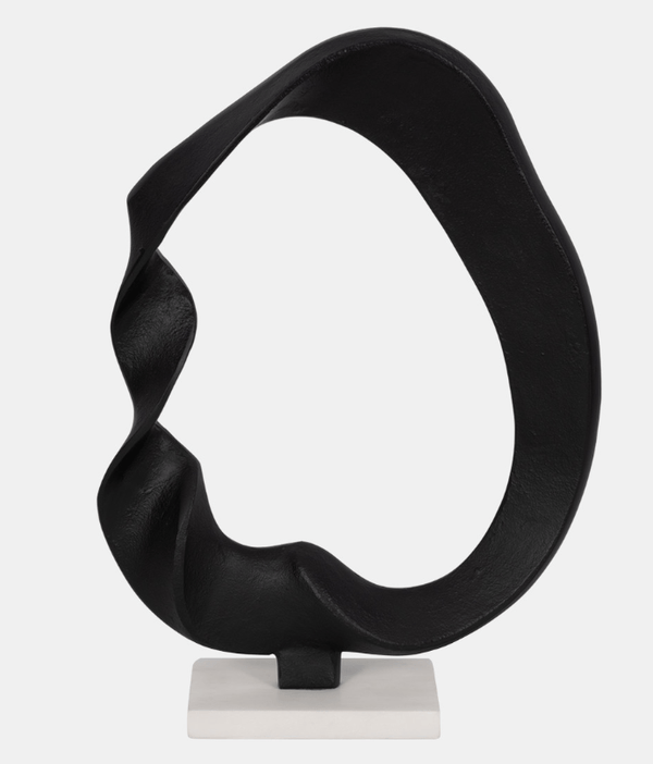 Twisted Sculpture On Marble Base, Black/white