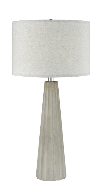 30.5'' High 1-Light Ribbed Grey Linen Table Lamp