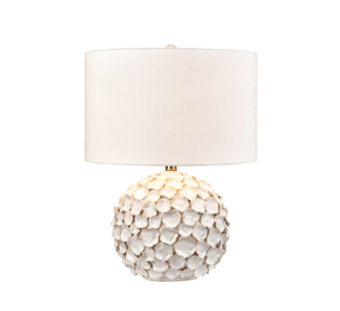 23'' High 1-Light Round Glazed White Discs Table Lamp