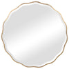 Round Mirror with Aged Gold Finish and Scalloped Edge