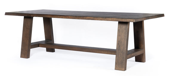 Classic A Frame Oak Trestle Table, Live edge details with Matching Bench