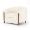 Ivory Upholstered Tub Chair with Rubberwood Legs
