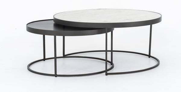 Nesting Coffee Table with Metal & Marble Top