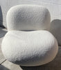 White Faux Sheepskin Sofa & Swivel Chairs