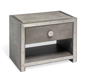 Wood and Steel Trim Nightstand - Hamptons Furniture, Gifts, Modern & Traditional