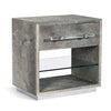 Bedside Chest, with light natural hide with a clear acrylic pull