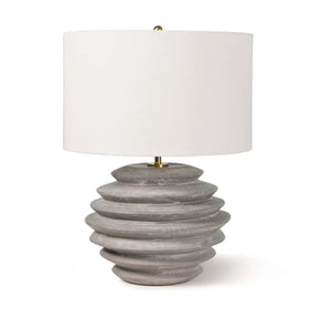 Gray Ceramic Ribbed Table Lamp