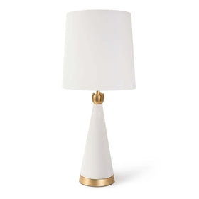 White plaster body lamp with gold leaf detailing