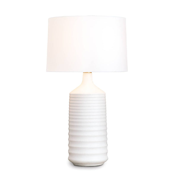Ribbed White Ceramic Table Lamp